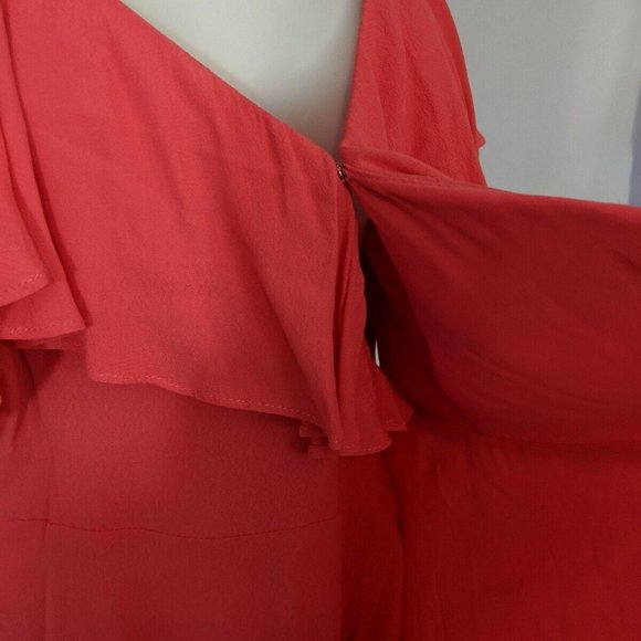 Cupcakes and Cashmere Coral Ruffled Wrap Dress M - Picture 4 of 7